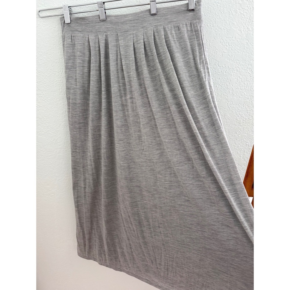 Eileen Fisher Silk Blend Stretch Maxi Skirt Size Medium Grey Minimalist Travel